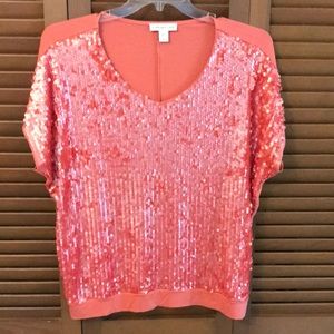| EUC Coldwater Creek Sequin Apricot Top - L/14